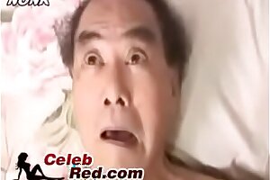 Japanese busty nurse fuck grandpa (Who is she?)