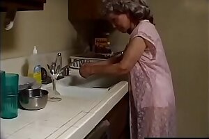 Indecent granny with grey-hair sucks off the black plumber